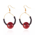 Gold-plated Halloween bead earrings with spooky-themed beads and hooks, stylish jewelry by Shopimist.