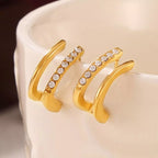 Gold-plated titanium steel rhinestone earrings with sparkling stones, stylish and elegant jewelry by Shopimist.