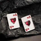Gold ace of hearts stud earrings from Shopimist featuring detailed card design, perfect for adding a stylish touch to any outfit.