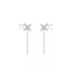 Sterling silver star earrings with a polished finish, featuring a classic celestial design and secure post back for pierced ears.