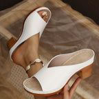 Shopimist open toe block heel sandals with stylish straps and chunky heels, perfect for summer or casual outings.