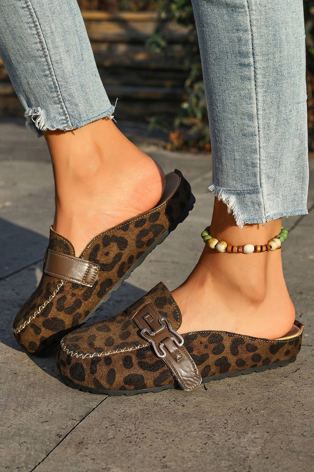 Lea Leather Strap Mule Slippers by Threaded Pear featuring leather straps and a comfortable slip-on design.