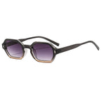 Polygonal small-frame sunglasses with hexagonal lenses, unisex design, UV protection, by Plush Fashion Hub.