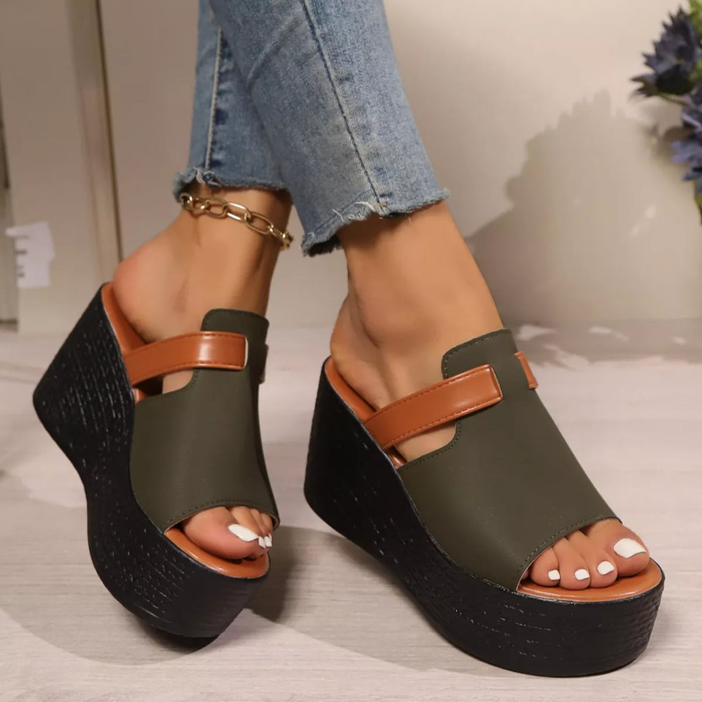 Women's open toe platform wedge sandals by Trendsi featuring high heels and stylish summer design.