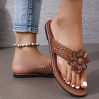 Shopimist flower toe post sandals featuring colorful floral design and comfortable flat sole, ideal for summer casual wear.