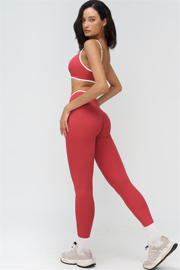 Fitglutes activewear sports bra and leggings 2-piece set featuring contrast design for gym and workout sessions.