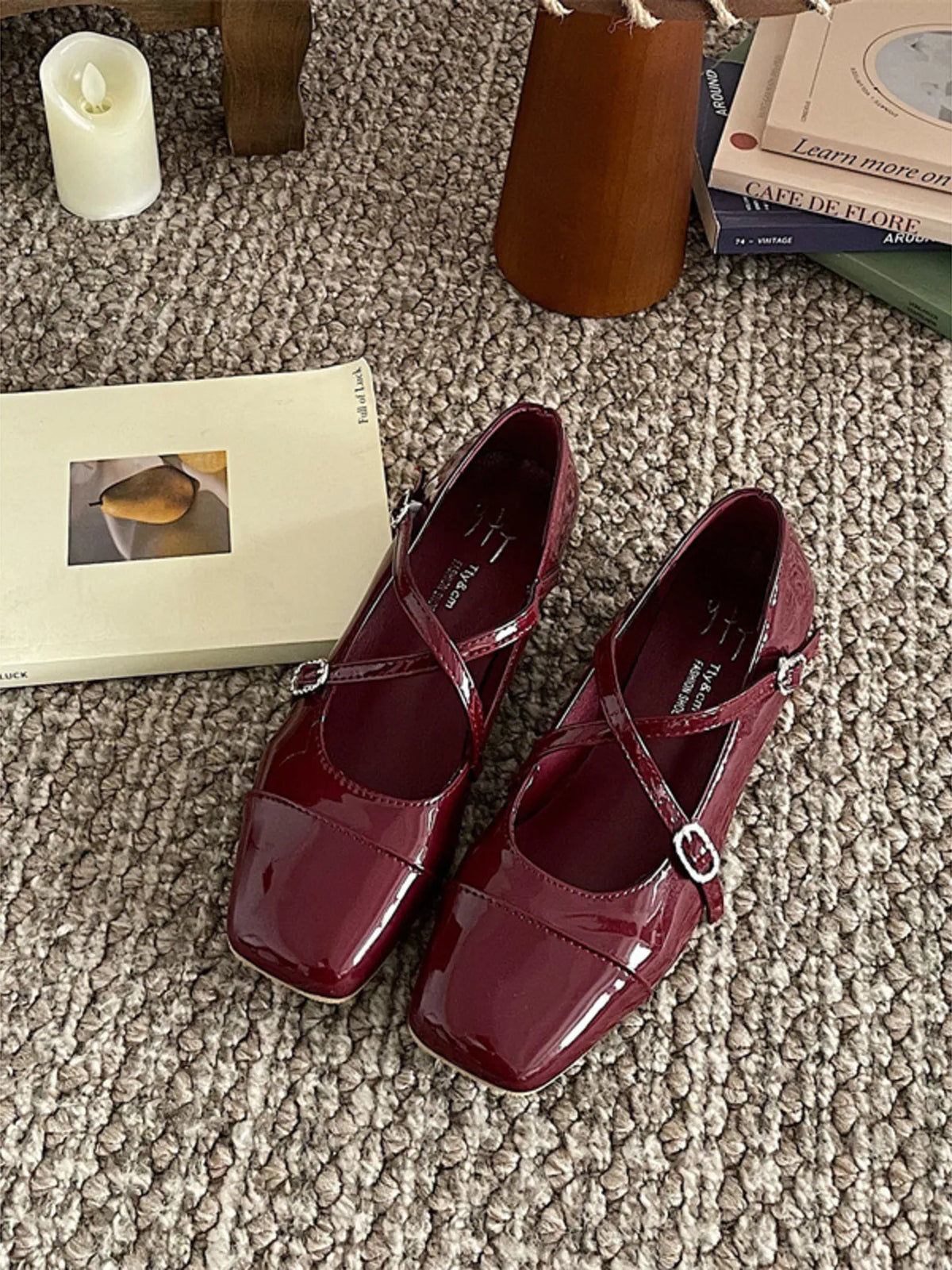 Women's crisscross buckle square toe loafers by Trendsi, stylish slip-on shoes with a modern design and comfortable fit.