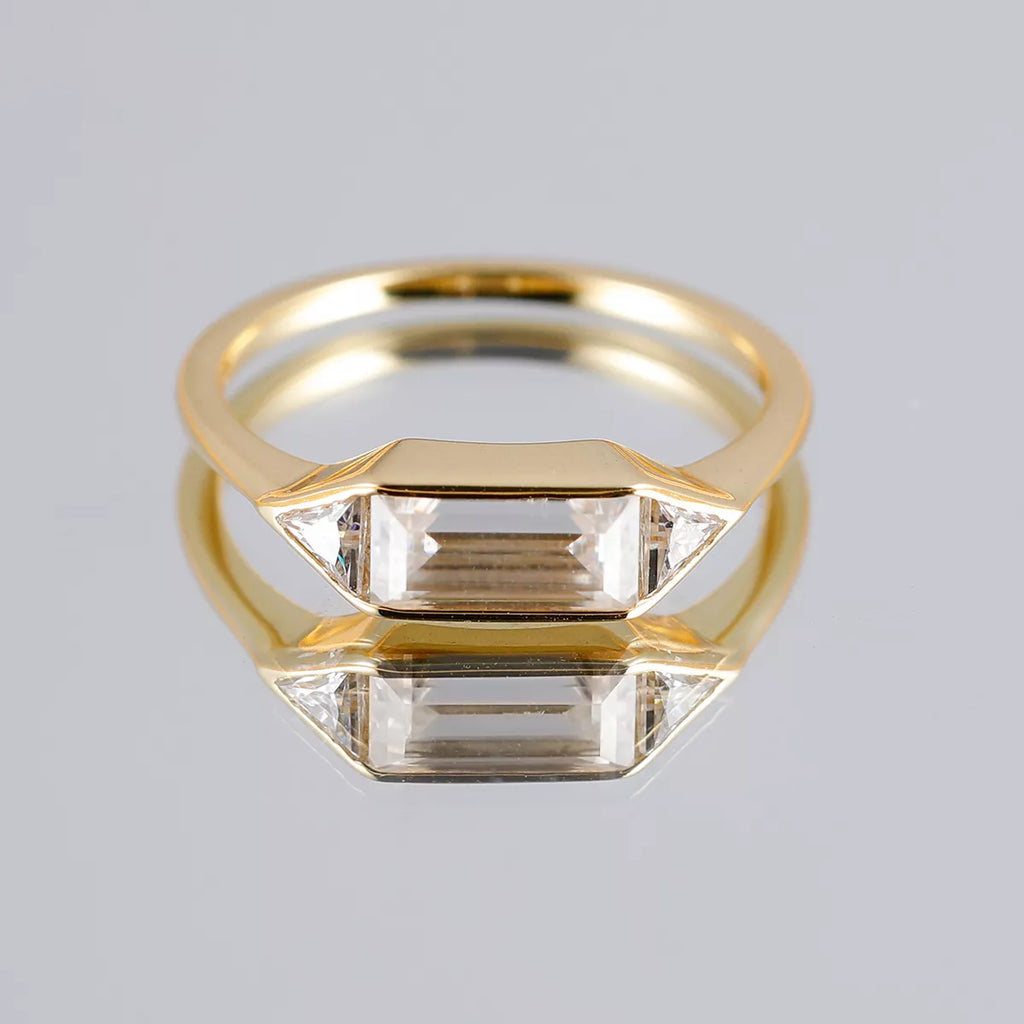 Sterling silver ring with a 1 carat moissanite gemstone, featuring a sleek, elegant design from Shopimist.