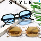 Polygonal small-frame sunglasses by FitiqueFit featuring hexagonal shape and UV protection, designed for unisex eye wear.