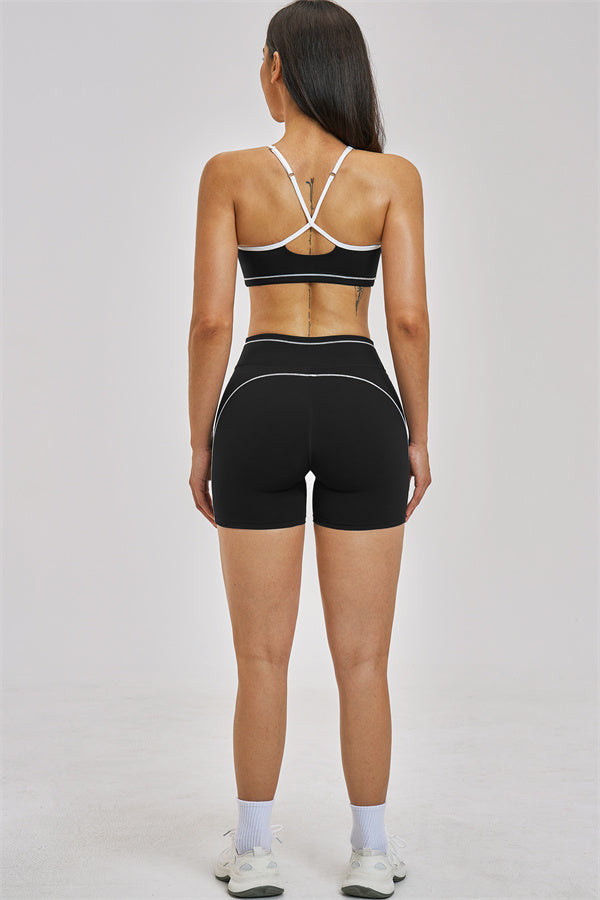 Fitglutes activewear sports bra and shorts 2-piece set, made for gym and workout, featuring breathable fabric and athletic fit.
