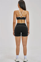 Fitglutes activewear sports bra and shorts 2-piece set, made for gym and workout, featuring breathable fabric and athletic fit.