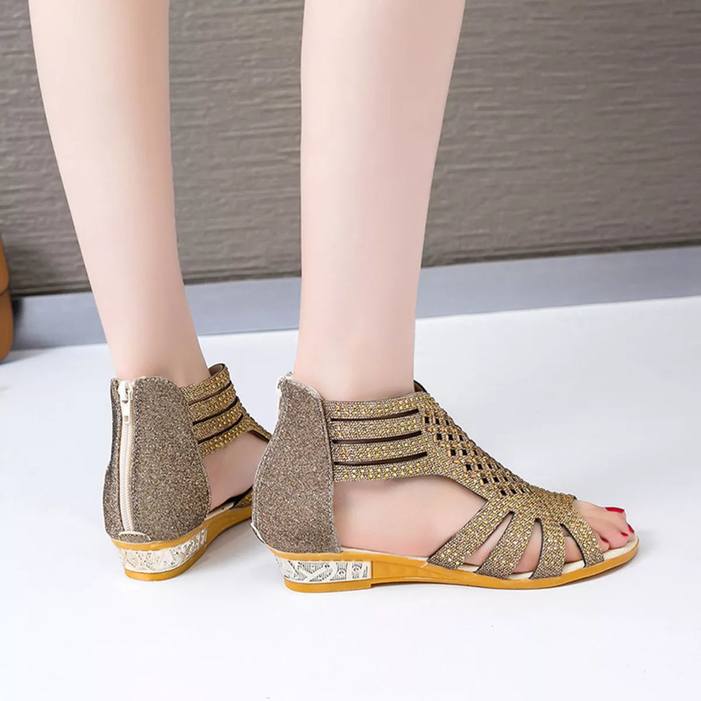 Shopimist rhinestone open toe sandals featuring sparkling embellishments and a stylish design, perfect for summer footwear.