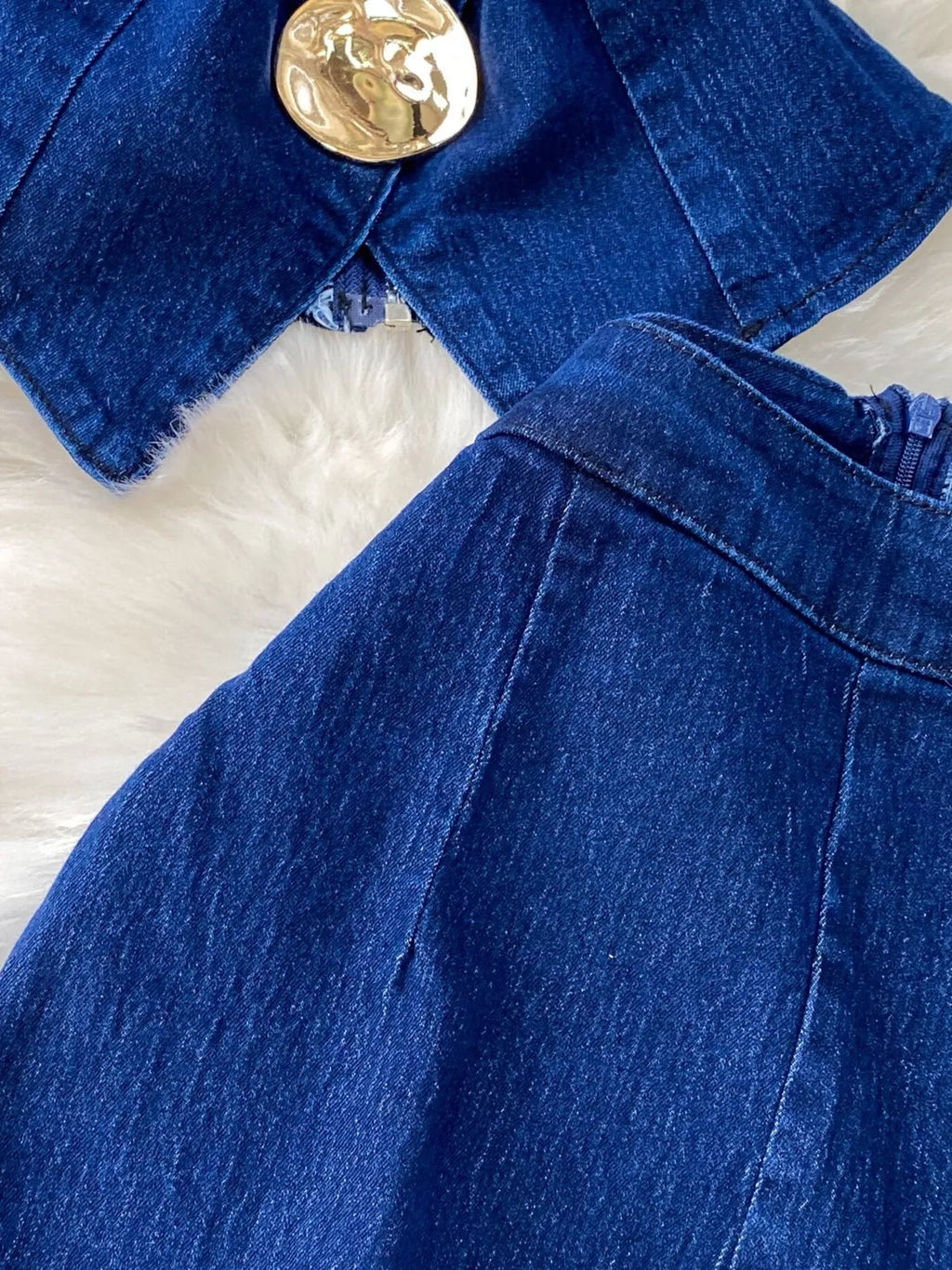 Button detail vest and flare jeans denim set by Shopimist, featuring a stylish sleeveless vest with buttons and high-waisted flared jeans.