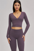 Fitglutes Activewear long sleeve crop top from The Swoon collection, shown in a stylish, fitted design perfect for gym and workout wear.