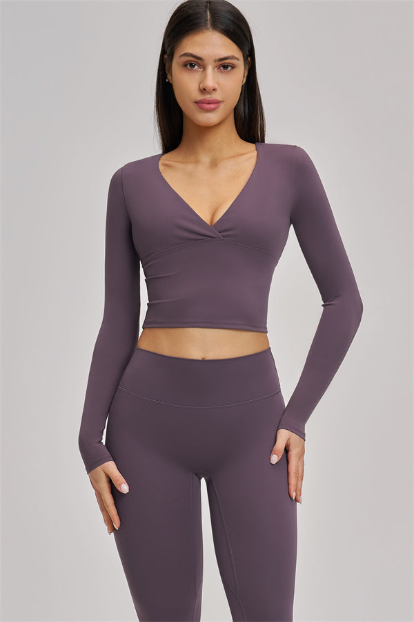 Fitglutes Activewear long sleeve crop top from The Swoon collection, shown in a stylish, fitted design perfect for gym and workout wear.