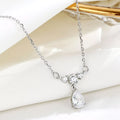 Sterling silver zircon teardrop necklace with a delicate chain, showcasing a sparkling teardrop pendant.