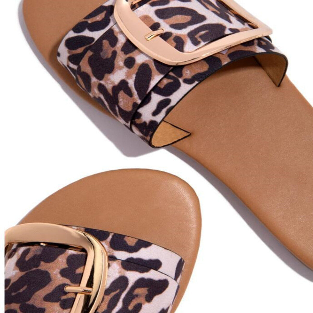 Open toe buckle sandals by Plush Fashion Hub featuring stylish straps and a comfortable flat sole.