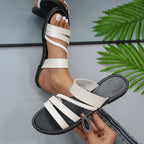 Shopimist open toe flats sandals with minimalist design, featuring a sleek strap across the toes and a comfortable flat sole.