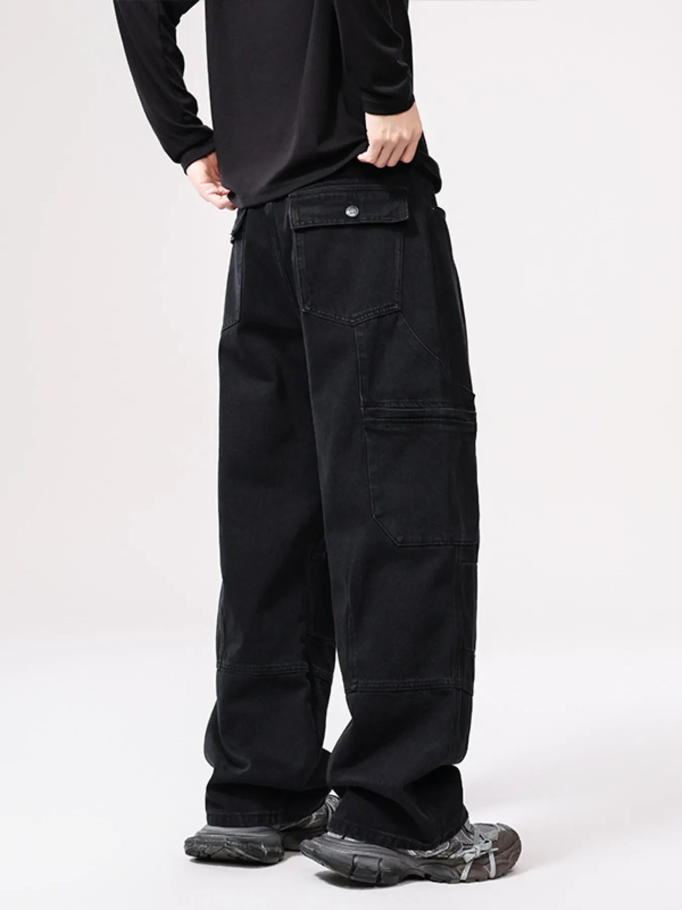 Men's wide-leg denim jeans by Plush Fashion Hub, showcasing relaxed fit and classic blue denim fabric.
