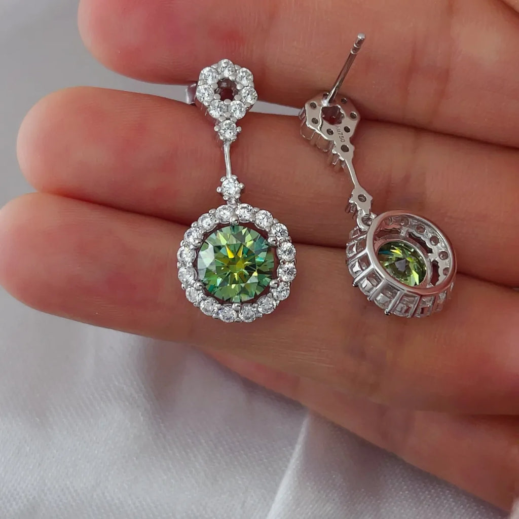 Shopimist 4 Carat Crystal Drop Dangle Earrings with round halo design, featuring sparkling crystal drops and elegant hoop setting.
