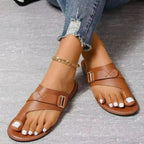 Shopimist toe ring buckle sandals featuring open-toe design, ankle strap, and stylish buckle detail on a neutral background.