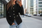 Women’s Round Neck Button Cardigan – Long Sleeve Classic Knit Sweater