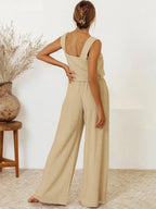 Square neck sleeveless top and matching pants set by Shopimist, featuring a stylish tailored fit and comfortable fabric.