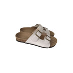 Shopimist double buckle open toe sandals showing stylish straps and open toe design with metallic buckles.