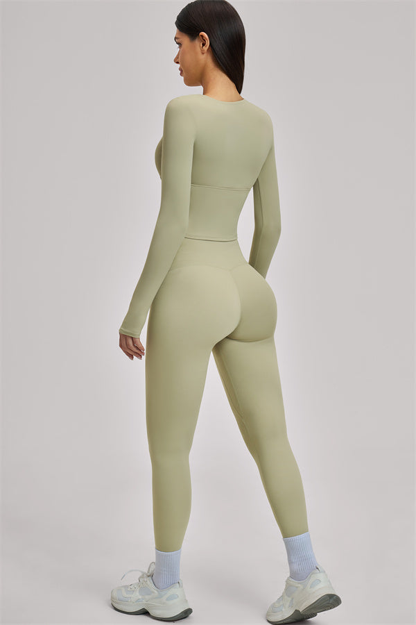Fitglutes Activewear long sleeve crop top from The Swoon collection, featuring a fitted design and soft fabric for workout comfort.