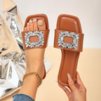 Shopimist rhinestone open toe sandals with sparkling embellishments and slim straps, perfect for stylish summer footwear.