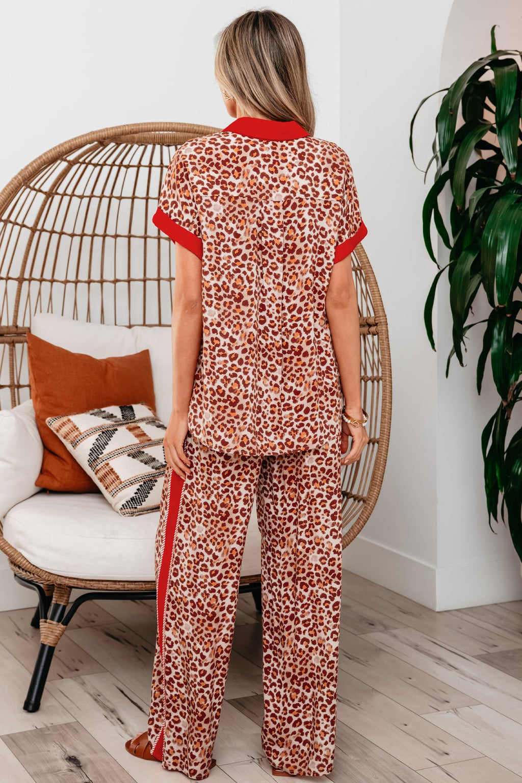 Nyla Contrast Lounge Set by Threaded Pear, stylish pant set featuring contrasting colors, comfortable fabric, and modern design.