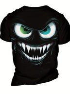 Men's 3D Evil Smile Streetwear T-shirt by FitiqueFit featuring a graphic short sleeve design with a bold evil smile print.