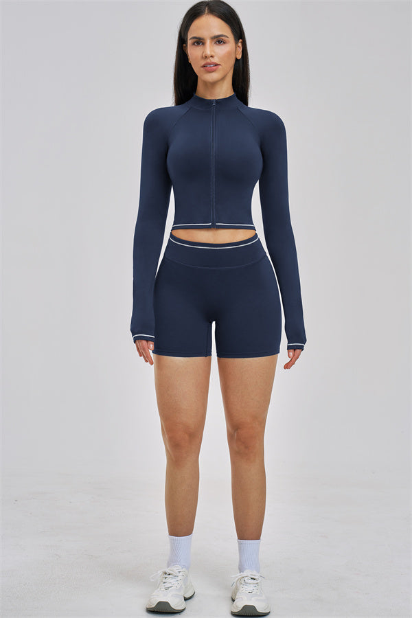 Fitglutes Activewear Unbound Jacket Shorts 2-Piece Set, stylish gymwear with fitted jacket and matching shorts for workout and sports.