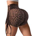 Seamless peach-color high-waist yoga leggings for women, 3/4 length fitness leggings by Plush Fashion Hub, shown on model.