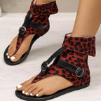 Leopard print toe post sandals from Shopimist featuring a stylish design and comfortable thong strap for casual wear.