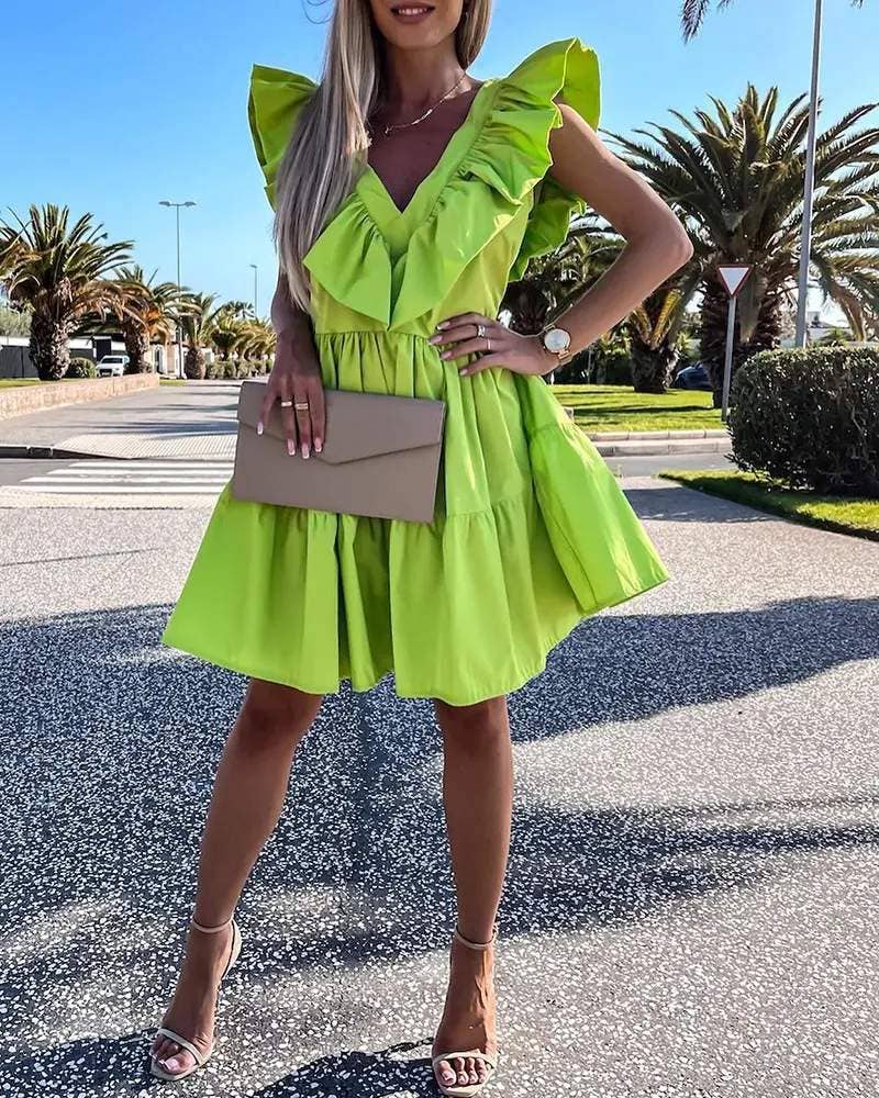 Ruffle Hem Green Spring Dress Pretty Little Patriot