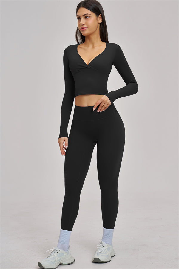 Fitglutes Activewear long sleeve crop top with fitted design, perfect for gym workouts and activewear styling.