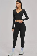 Fitglutes Activewear long sleeve crop top with fitted design, perfect for gym workouts and activewear styling.