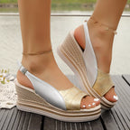 Shopimist open toe wedge sandals with a stylish design, featuring a comfortable wedge heel and open toe for summer wear.