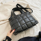 Fashionable plaid stitching women's shoulder purse with stylish design, from Trendy Attic Store01, featuring a trendy and versatile look.