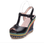 Women's high heel wedge sandals with thick soles, stylish design, and adjustable ankle straps from Trendy Attic Store01.