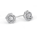 Rose-shaped 925 silver earrings with stud design, featuring delicate petal details and a secure post back.