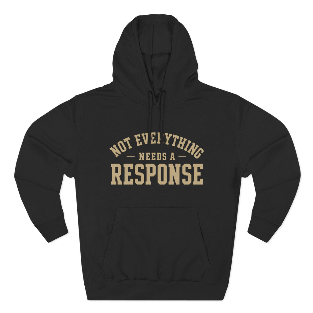 Black hoodie from Wear Your Worship's Not Everything Needs a Response line featuring the SEEN identity logo on the front.