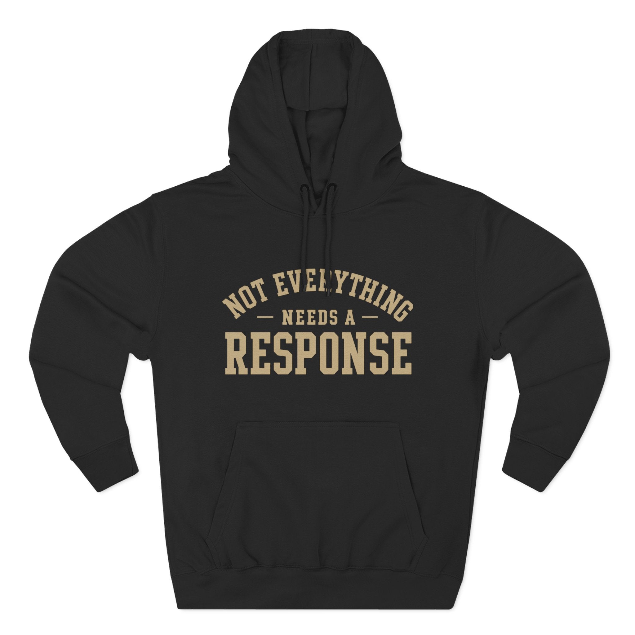 Black hoodie from Wear Your Worship's Not Everything Needs a Response line featuring the SEEN identity logo on the front.