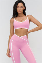 Fitglutes activewear contrast sports bra and leggings 2-piece set, featuring stylish gymwear for workout and fitness activities.