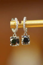 Sterling silver drop earrings with 2-carat moissanite gemstones, elegant jewelry for special occasions.