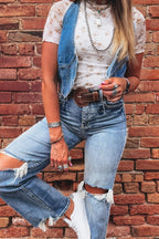 Floral lace mock neck fitted short sleeve T-shirt from Trendsi, featuring delicate lace details and a sleek, form-fitting design.