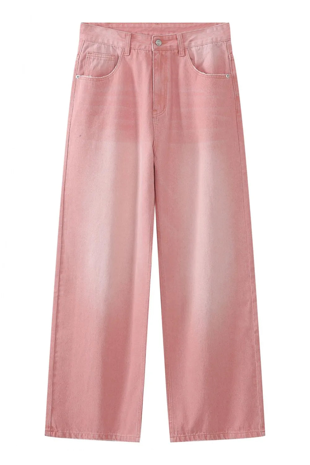 Plush Fashion Shop pocketed baggy denim jeans with relaxed fit and multiple front and back pockets, casual style.