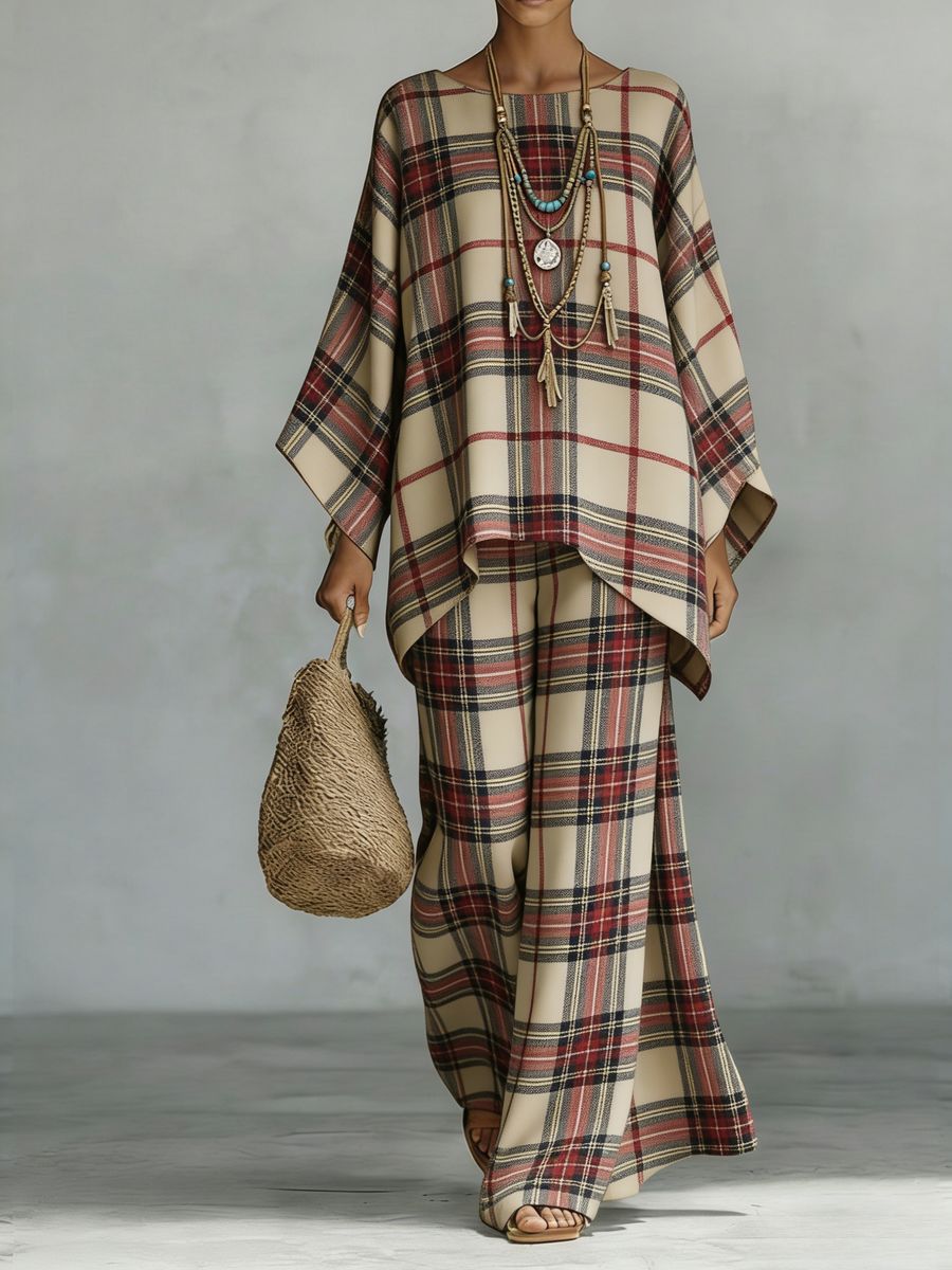 Floral print bamboo linen two-piece set with wide-leg pants by FitiqueFit, featuring a lightweight, comfortable summer outfit.