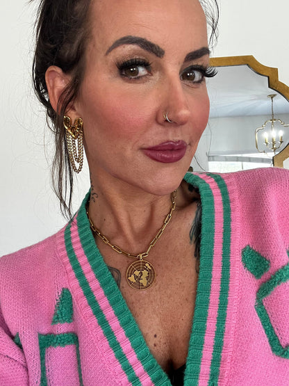 Biblical Flat Earth 18k gold Necklace Pretty Little Patriot